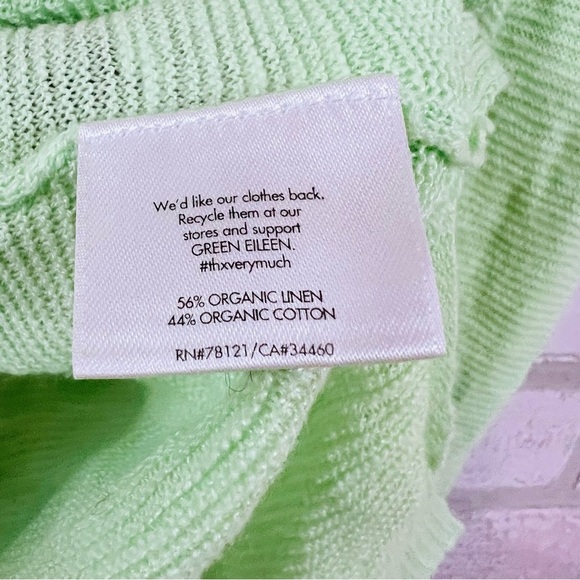 Eileen Fisher Linen Blend Light Mint Green Long Sleeve Sweater Size XS - Picture 6 of 8